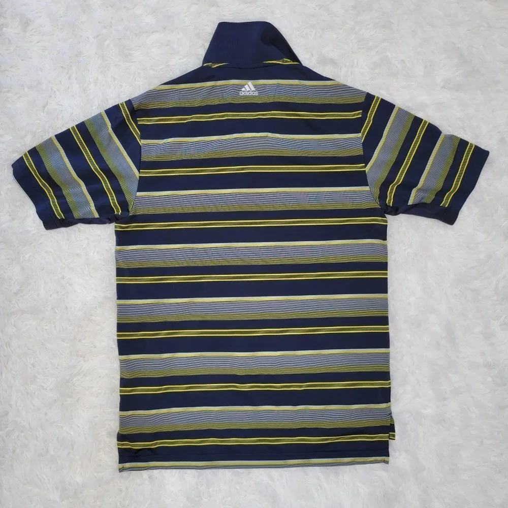 Adidas Men's Polo Shirt with Horizontal Stripes - Size Medium